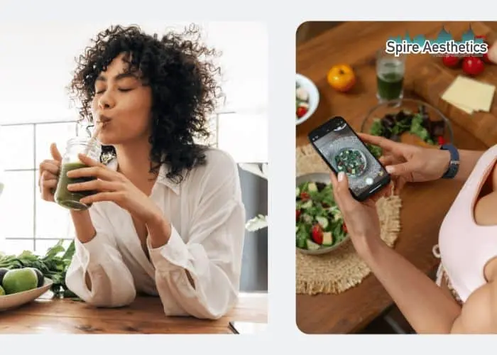 Image of woman looking into her diet and fat freezing Keighley to improve her health